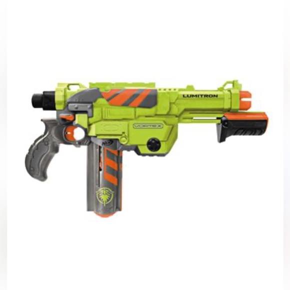 Nerf Vortex Lumitron Neon Green and Bright Orange - Picture 2 of 4